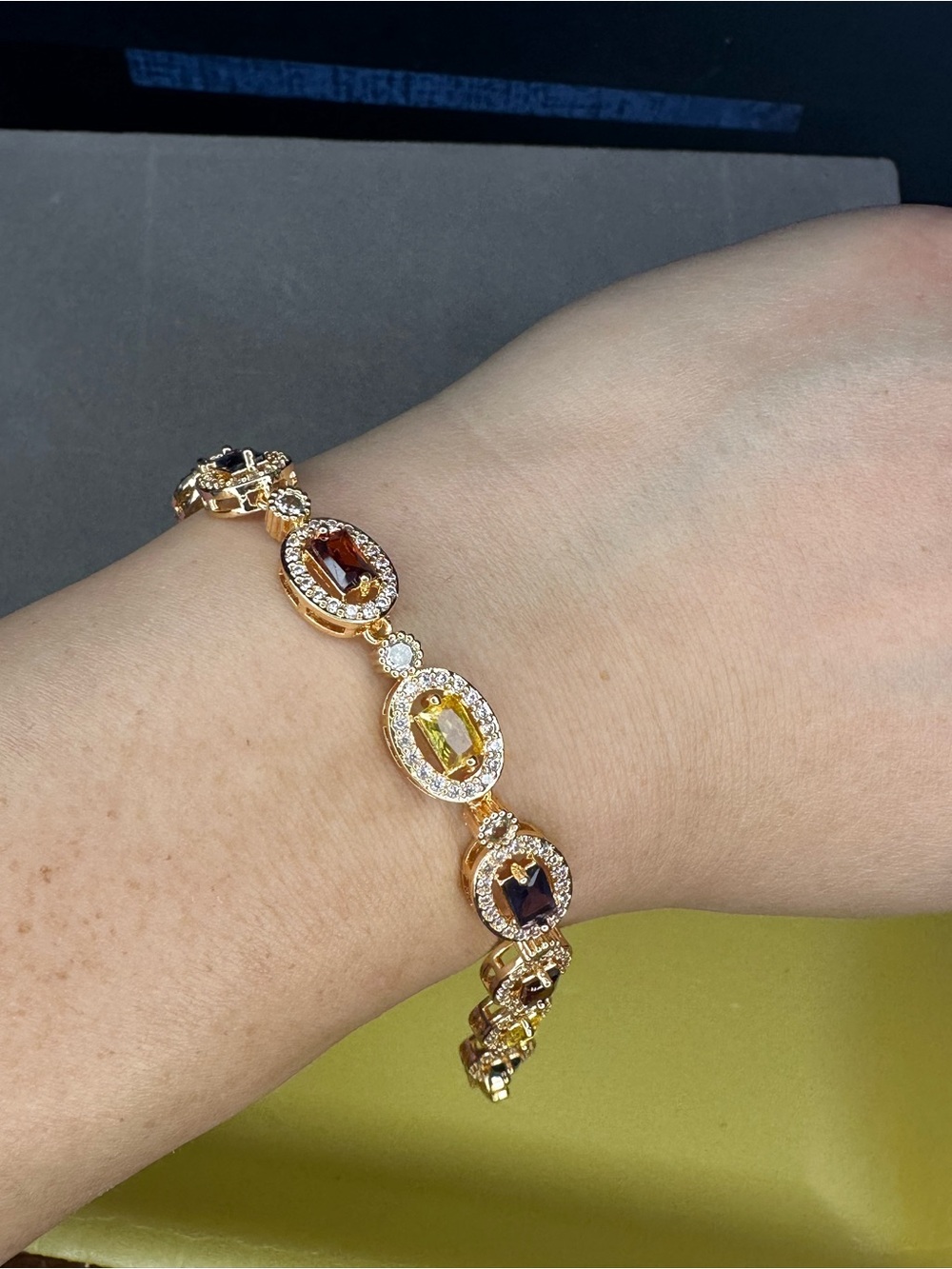Gold Multi-Gemstone Oval Bracelet - Women Jewelry